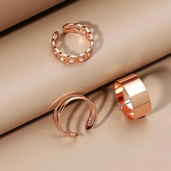 Rose gold cuff rings, set of three, NWOT - Picture 3 of 3